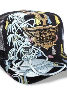 Vintage Christian Audigier Hat Y2K Hookah Shisha Waterpipe Trucker Cap NOS